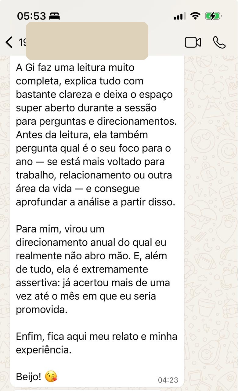 Depoimento de cliente sobre a condução da sessão