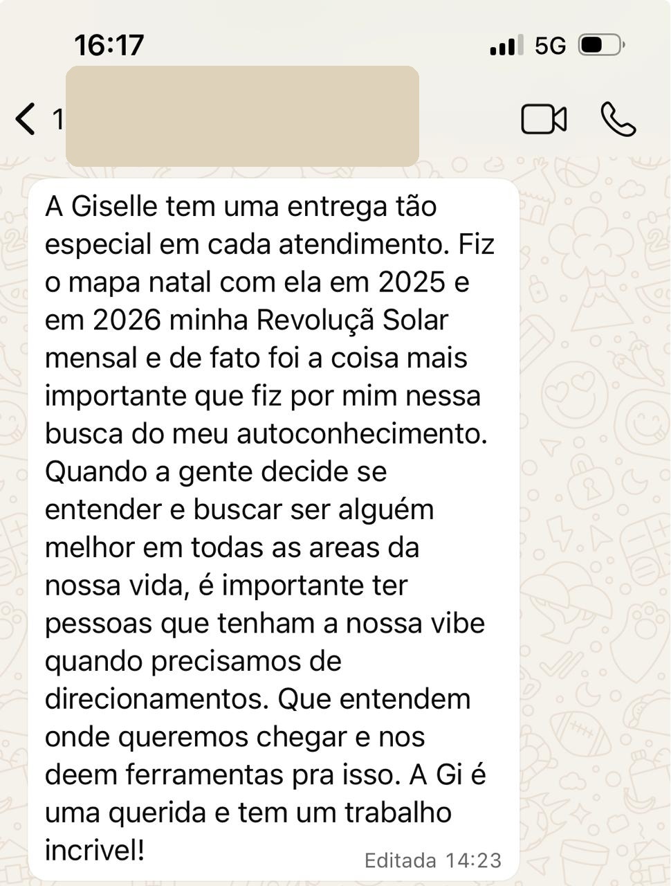 Depoimento de cliente sobre o mapa natal e a revolução solar